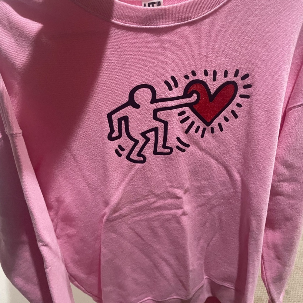 Keith Haring Pink Sweatshirt with Heart Graphic